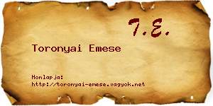 Toronyai Emese névjegykártya